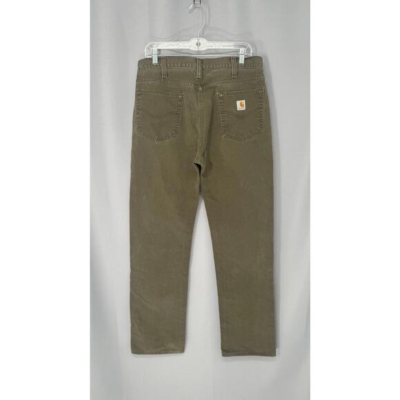 Carhartt Jeans Mens 34x34 Brown Relaxed Fit Duck Canvas Work Casual Pants Trash - Picture 2 of 16